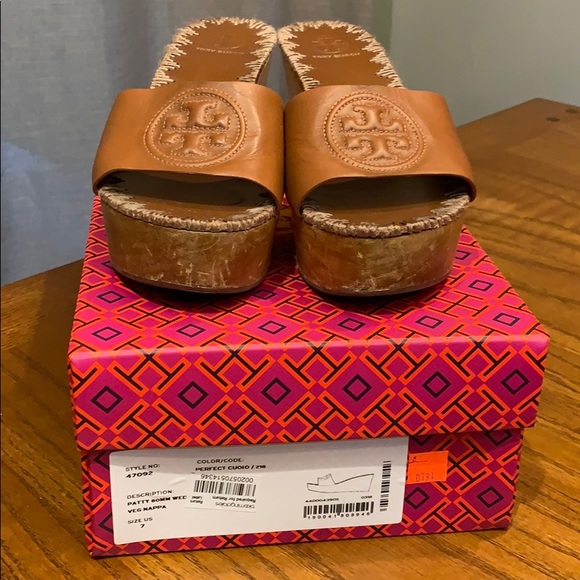 COPY - Tory Burch Patty wedge slide veg nappa - Picture 1 of 8